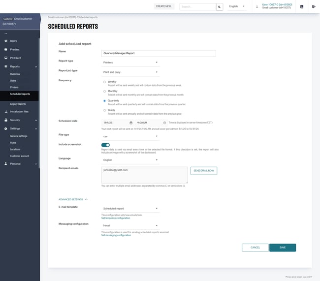 SAFEQ Cloud - Product Highlight - Scheduled Reports